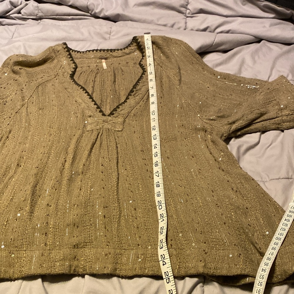 Free People Olive Green Boho Knit Blouse - Picture 12 of 12